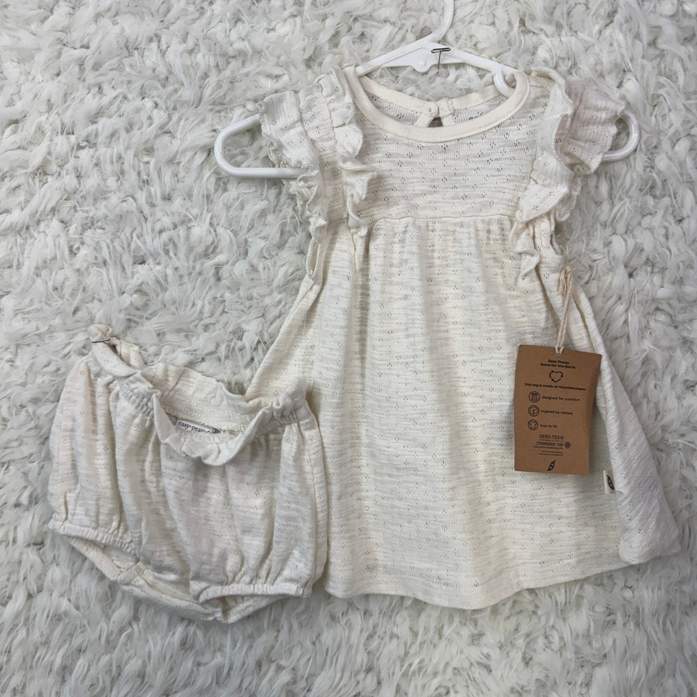 Easy Peasy Dress and Bloomer Set 3-6M Ivory New Boho‎ Cottagecore Ruffle